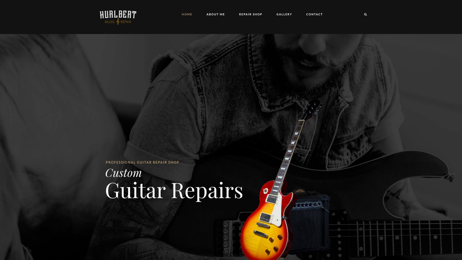 Website thumbnail of a guitar repair shop website